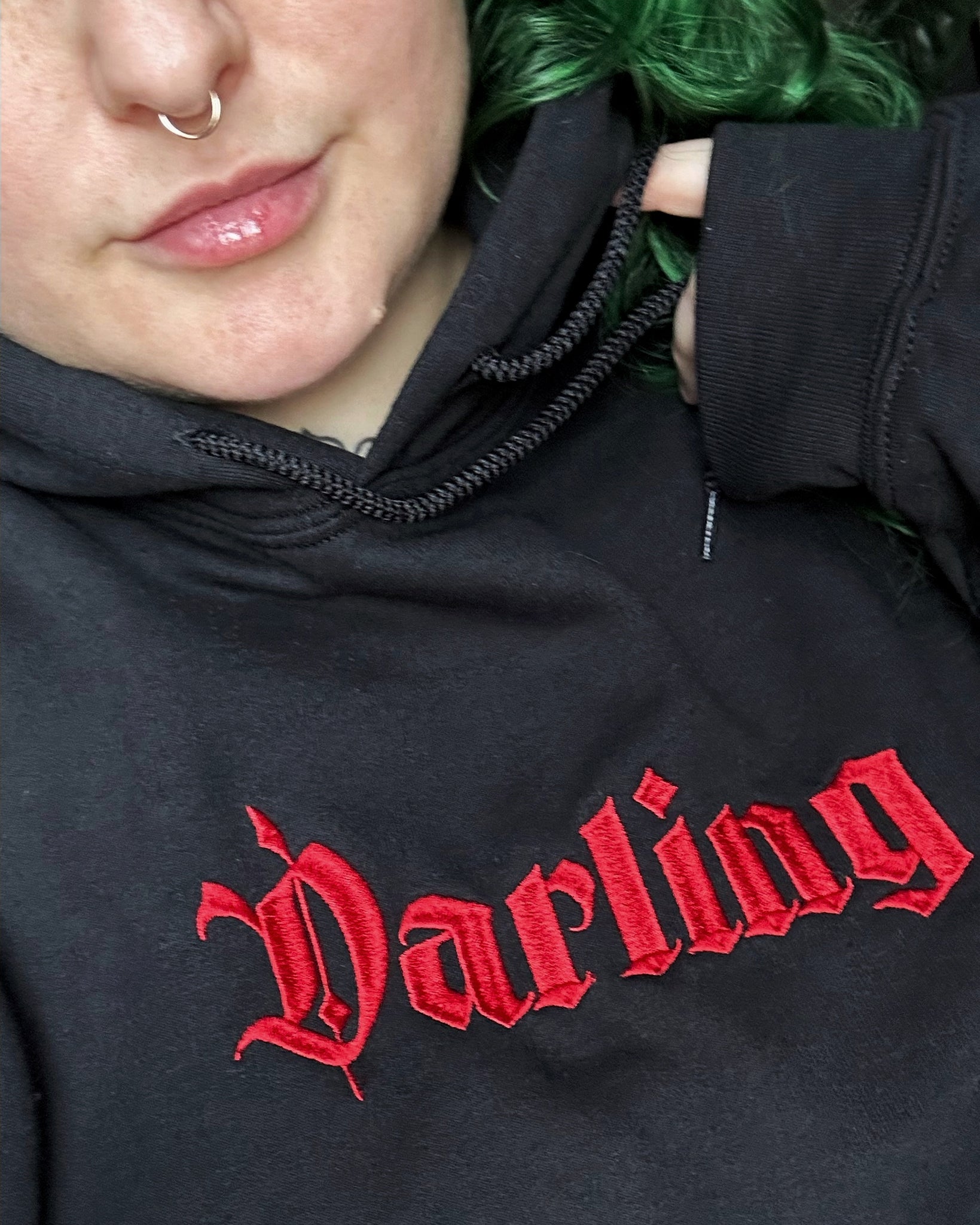 Darling embroidered + printed back hoodie - Made and shipped to order