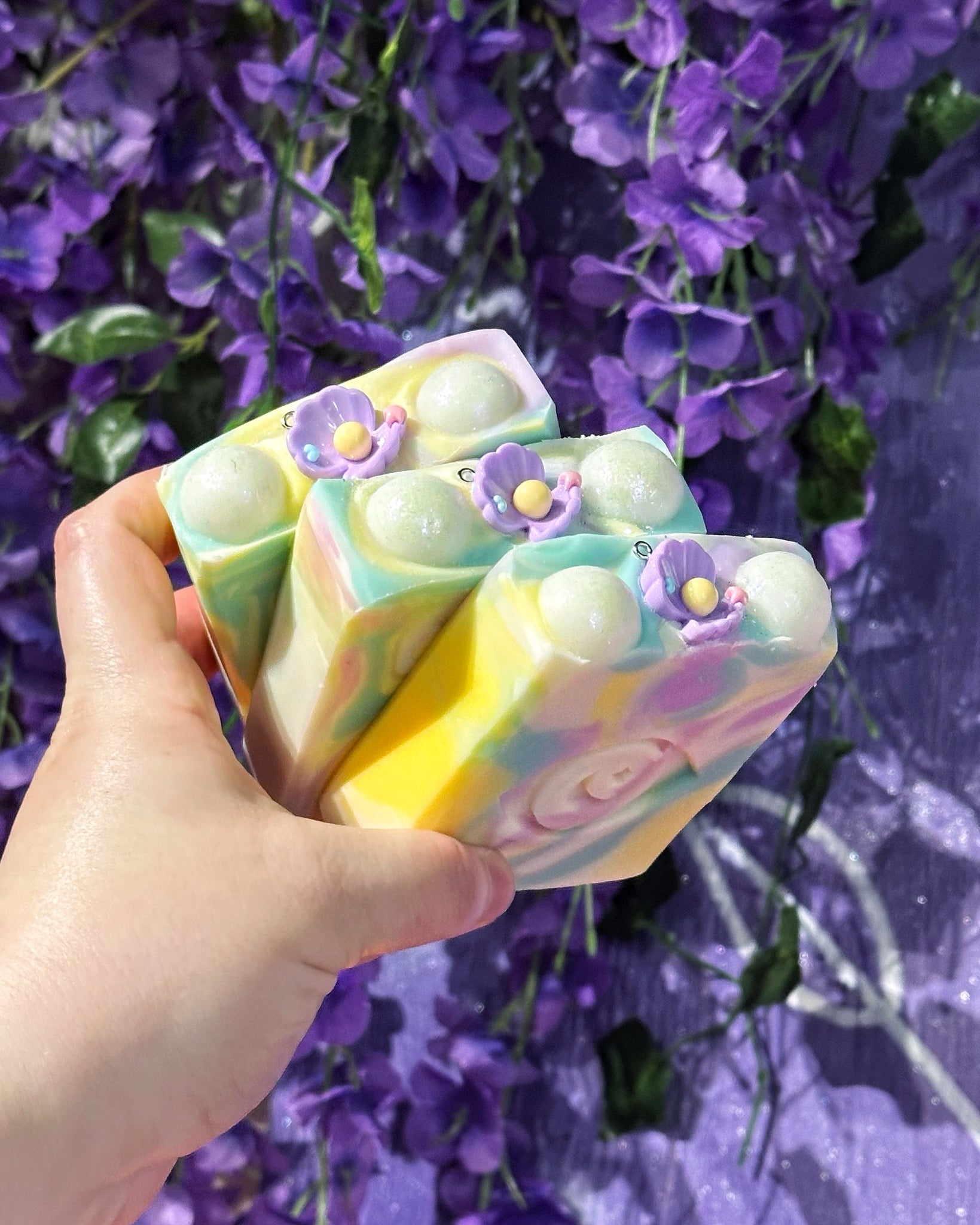 Barre de savon charmée nacrée - Pêche + Pivoine + Sel marin