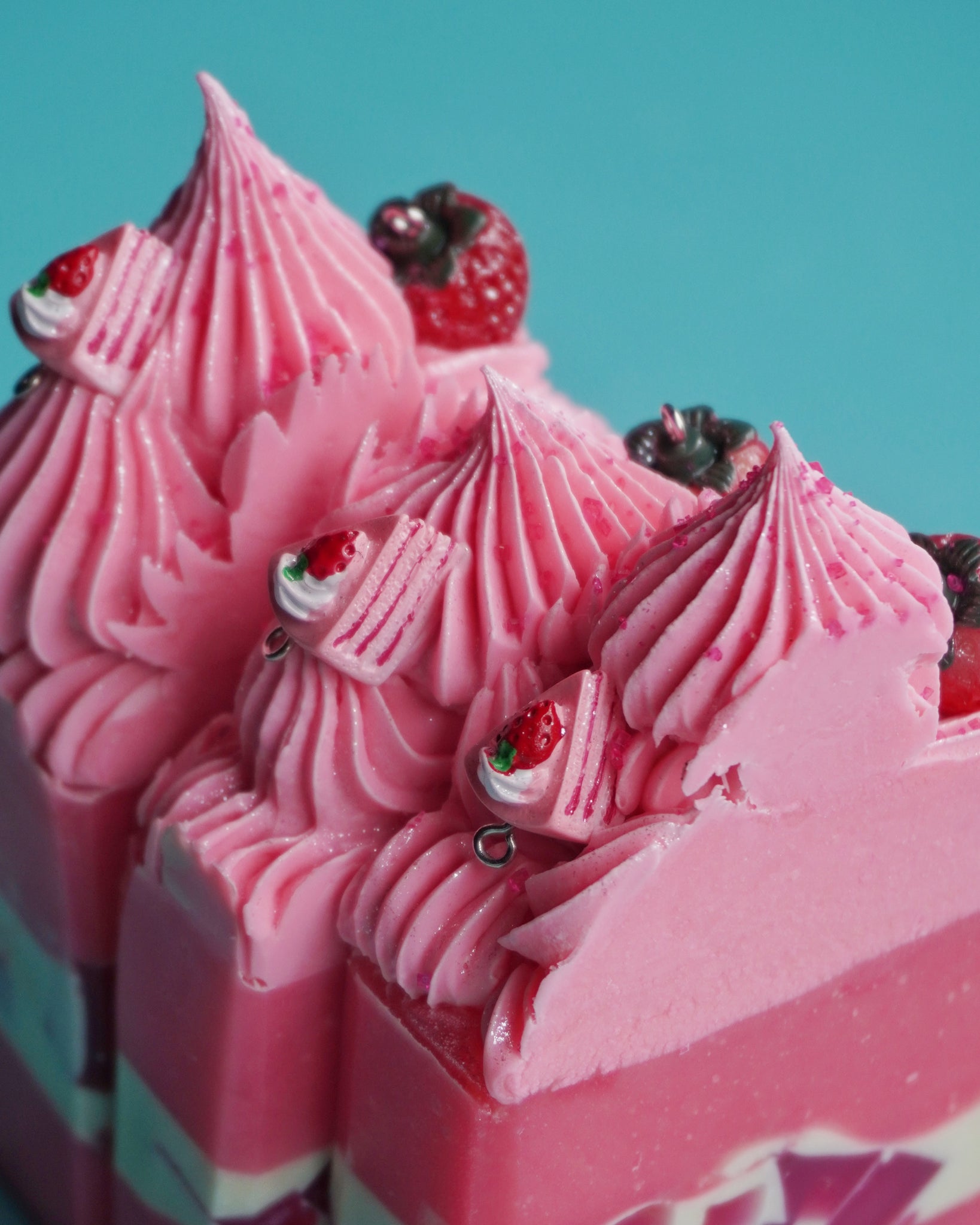 Strawberry Calamity charmed frosted soap bar - Strawberries + Kiwi