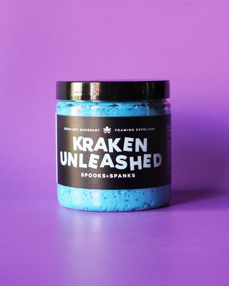 Kraken Unleashed ocean mist + agave nectar foaming exfoliant