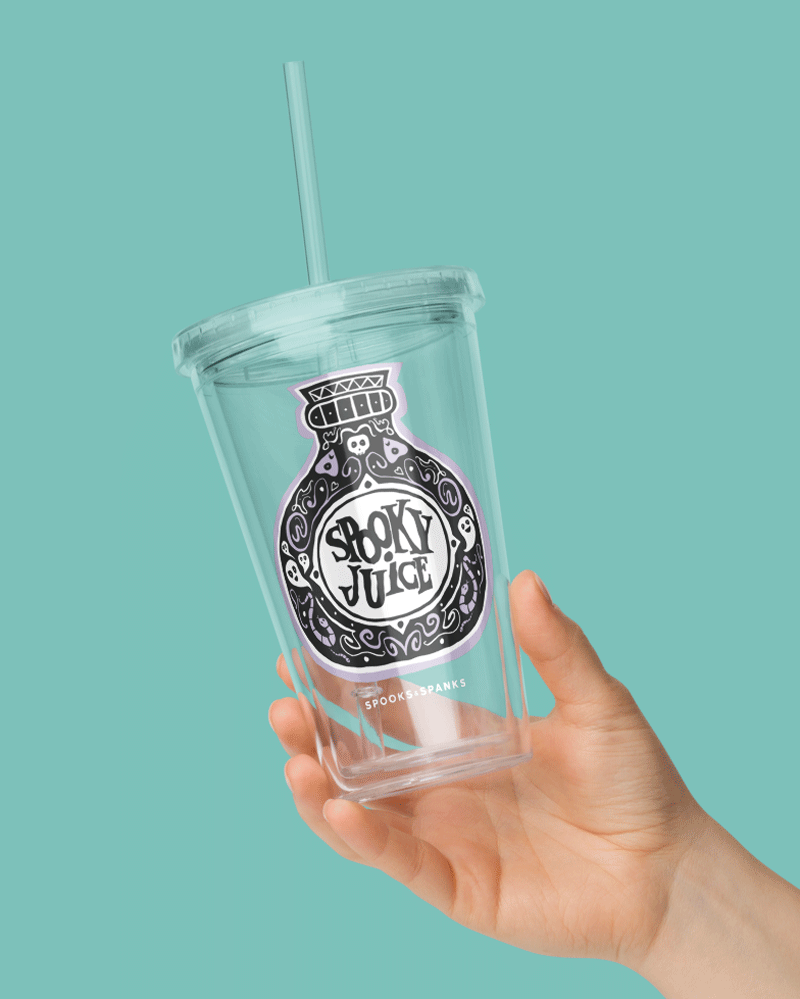 Spooky Juice clear plastic tumbler - 16oz