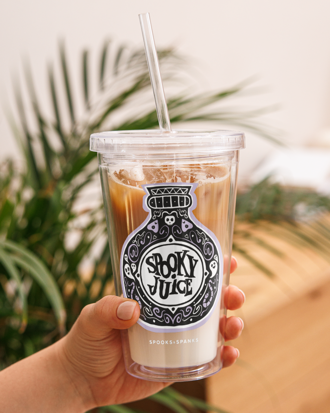 Spooky Juice clear plastic tumbler - 16oz