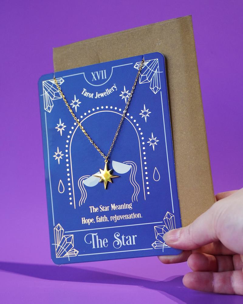 Tarot Card Necklace and Greeting Card