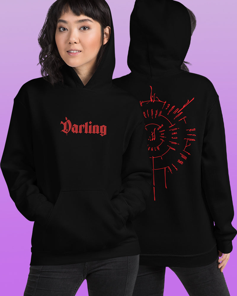Darling embroidered + printed back hoodie - Made and shipped to order