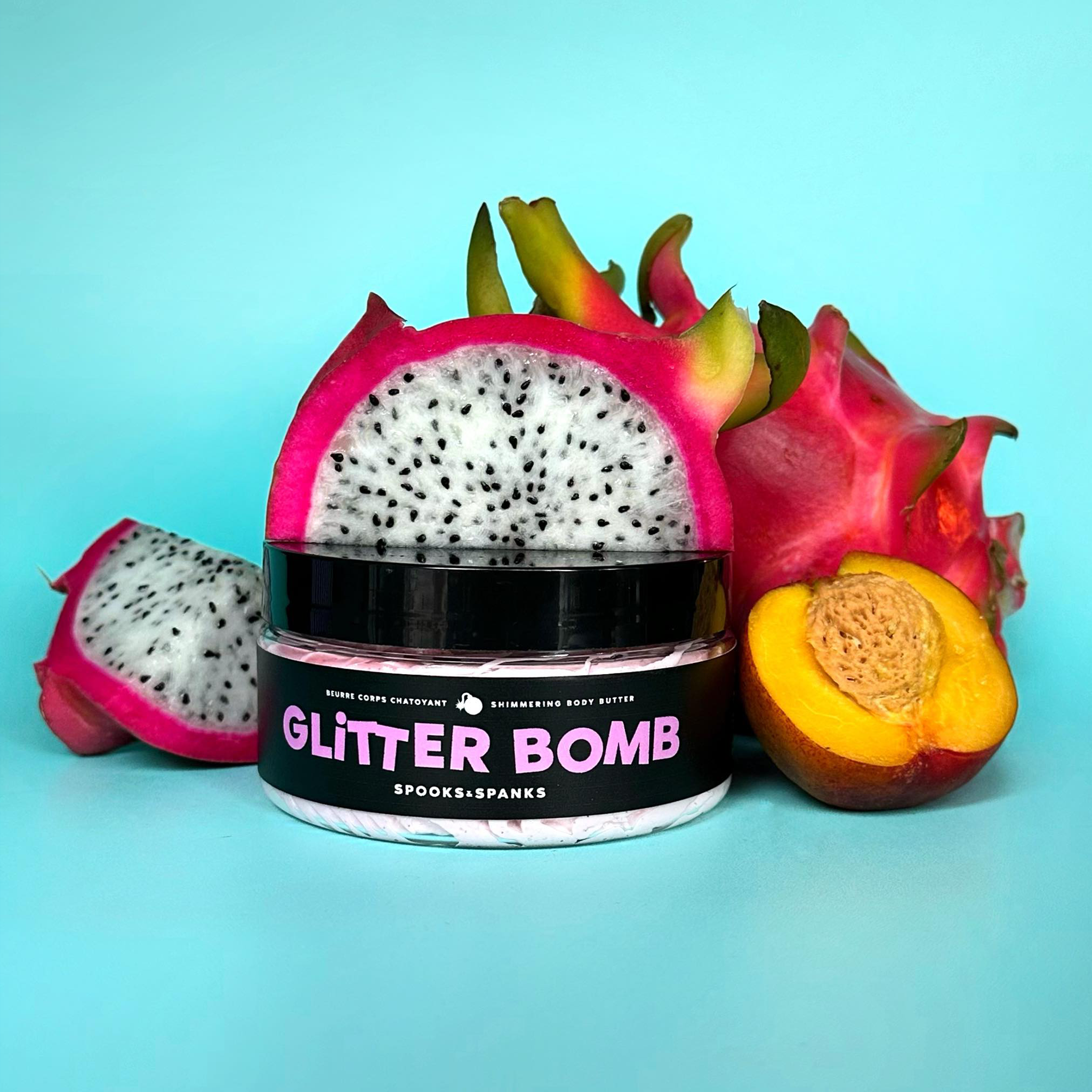 Glitter Bomb Dragonfruit + nectarine + jasmin Shimmering Body Butter