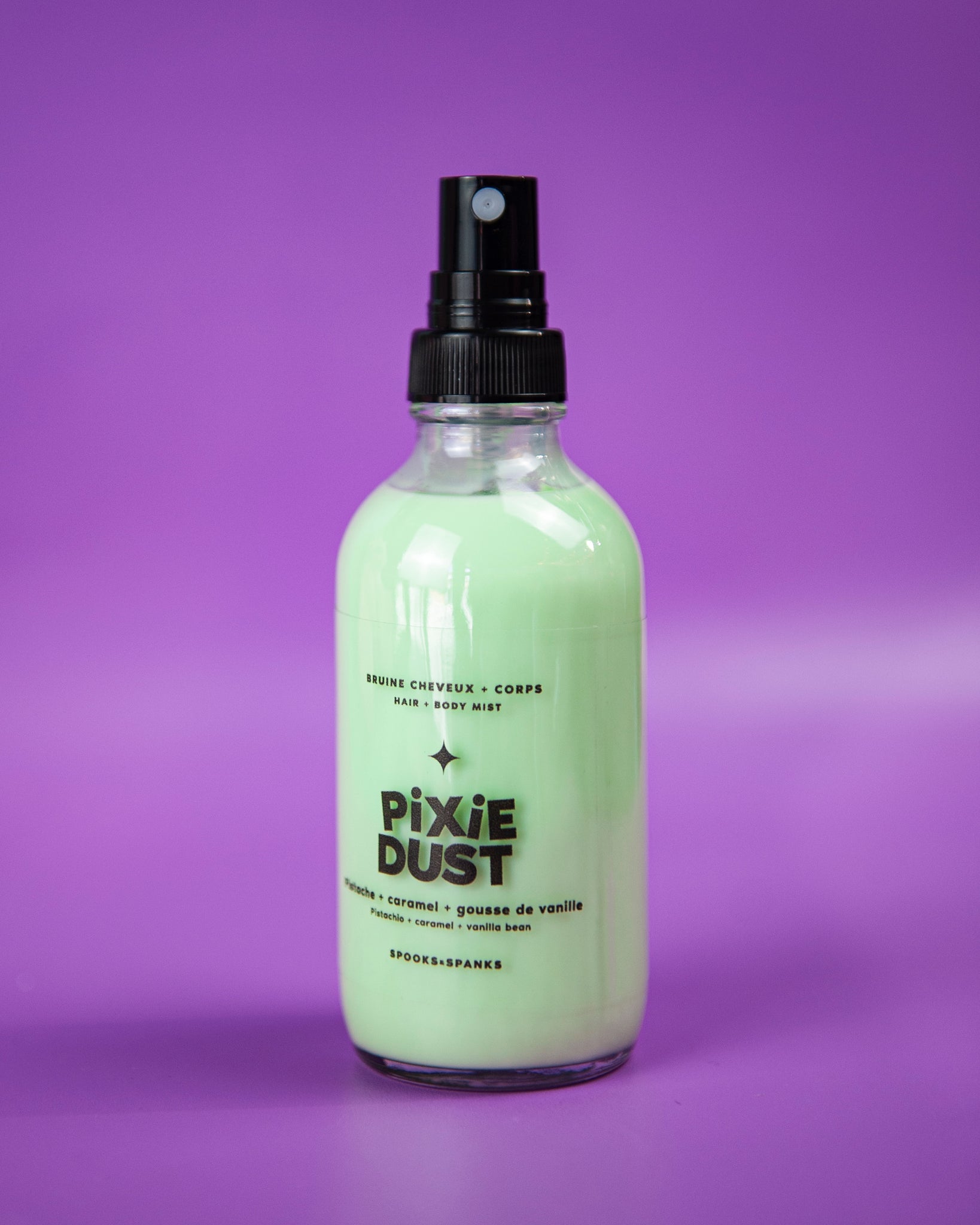 Brume corps et cheveux Pixie Dust pistaches + caramel + gousse de vanille