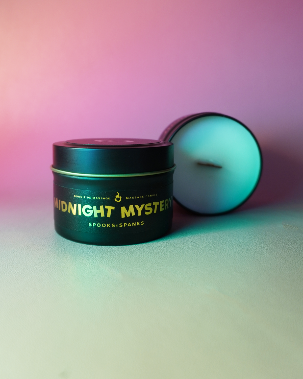 Midnight Mystery white peach + ylang-ylang + champagne massage candle